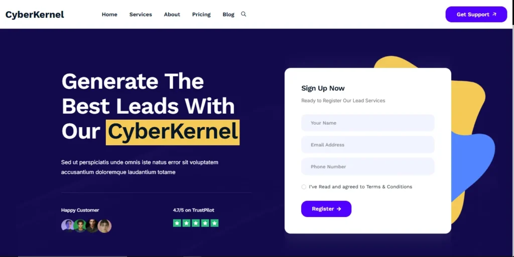 CyberKernel Lead Capture Website Demo
